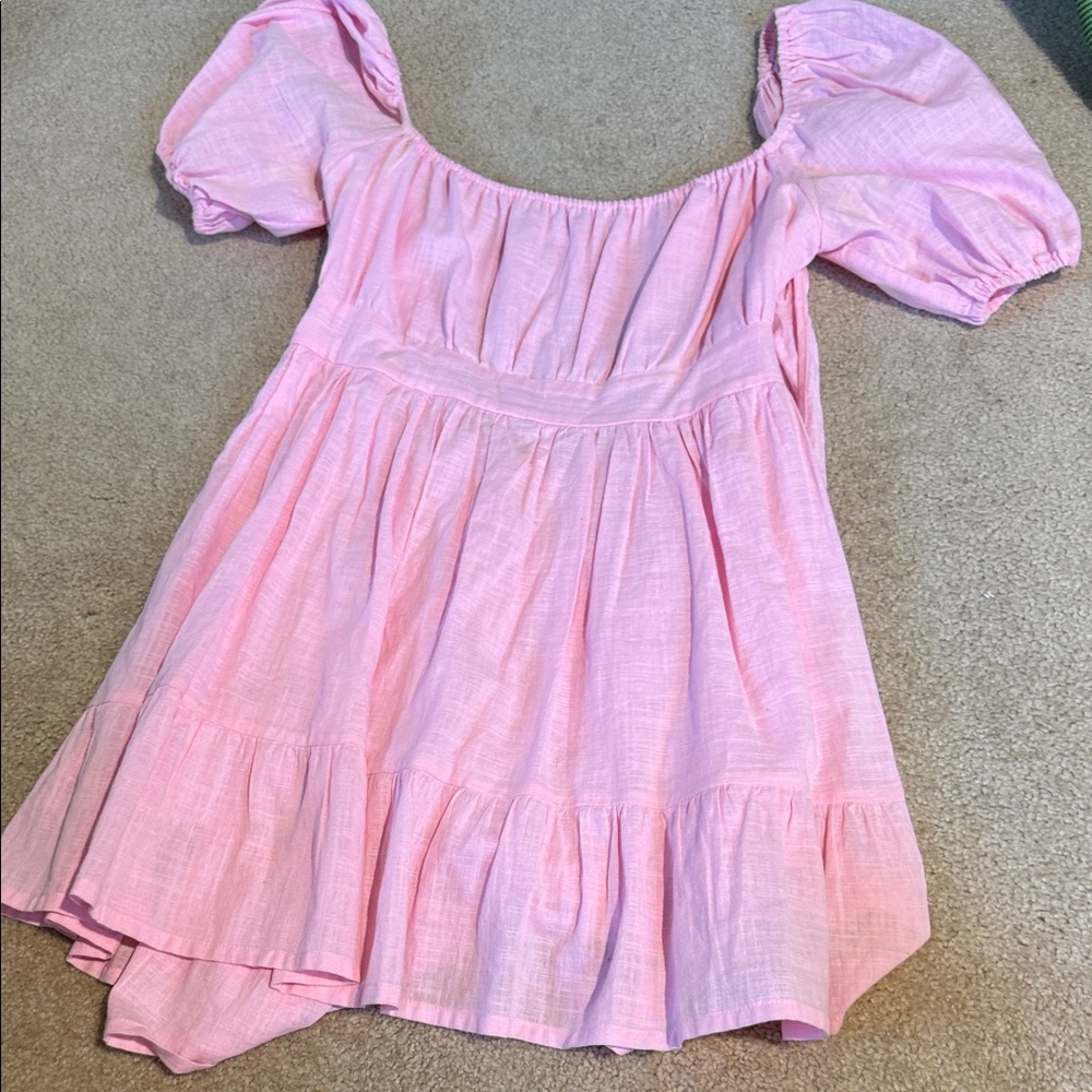 Pink Puff Sleeve Dress
